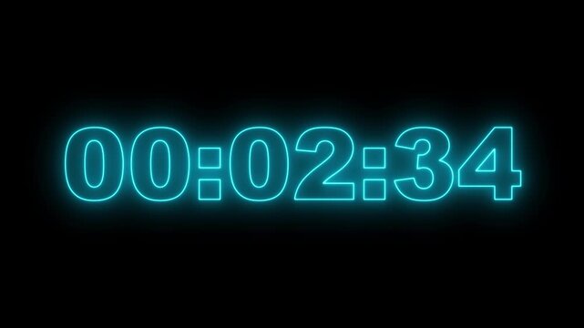  Neon Digital Five Minutes Time Counter Animation For Fitness Gaming Business Presentation On Isolated Black Background Video Loop
