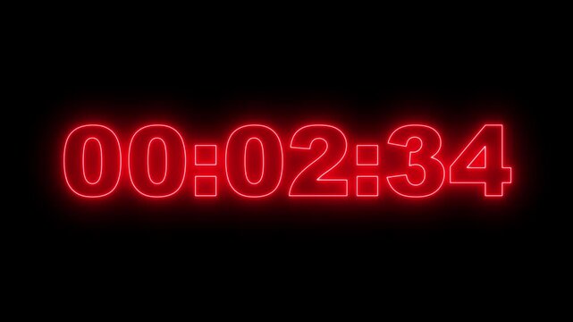  Neon Digital Five Minutes Time Counter Animation For Fitness Gaming Business Presentation On Isolated Black Background Video Loop
