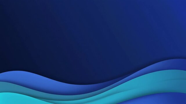 Modern business presentation background with elegant flowing blue wave surfaces in paper cut style