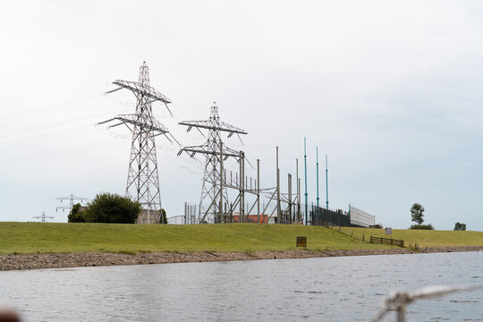 electrical pylons in field 