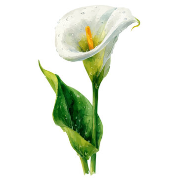 Arum Lily, watercolor clipart isolated on white background