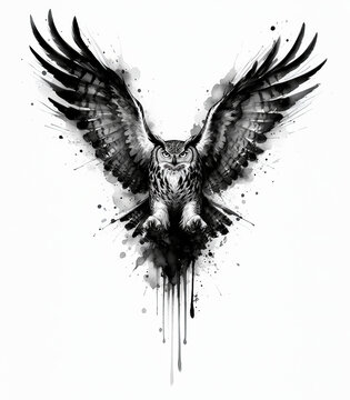 buho, vector, tatuaje, alas, ave, ilustraci&oacute;n, designio, silueta, animal, arte, &aacute;ngel, escudo, tribal, s&iacute;mbolo, decoraciones, emplumar, antique, her&aacute;ldico, bocetos, dibujos animados, grunge, negro, di