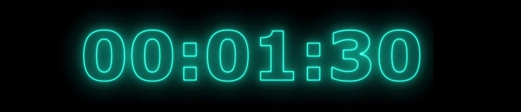 3 minute countdown timer animation, o secound to 3 minute displays modern minimal countdown, 3 minute countdown timer, neon Countdown timer from o to 3 minute suitable for presentations 4k video