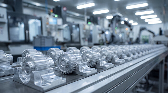 Automated manufacturing line with precision metal components on