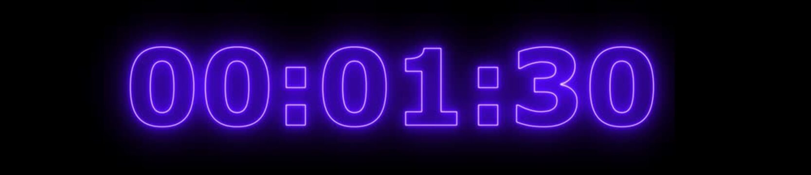 3 minute countdown timer animation, o secound to 3 minute displays modern minimal countdown, 3 minute countdown timer, neon Countdown timer from o to 3 minute suitable for presentations 4k video