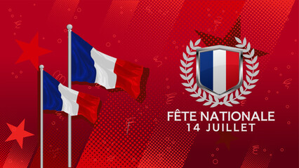 Fototapeta premium Fête nationale française, 14 juillet - bannière, fond - illustration vectorielle 