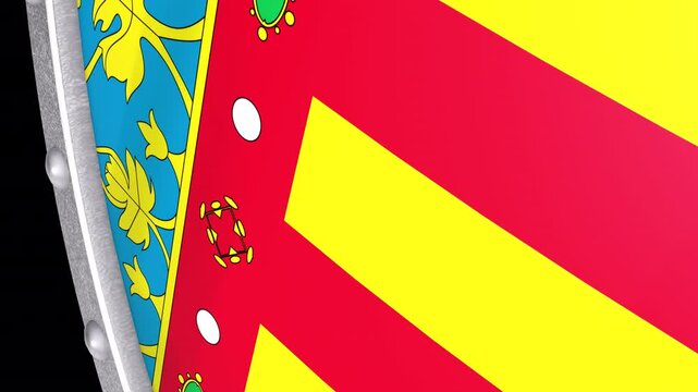 Metallic Shield Transitions with the Flag of Autonomous Community of Valencia of Spain