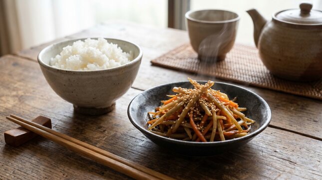 Kinpira gobo and rice
