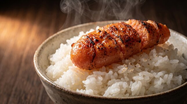 Seared spicy cod roe and rice