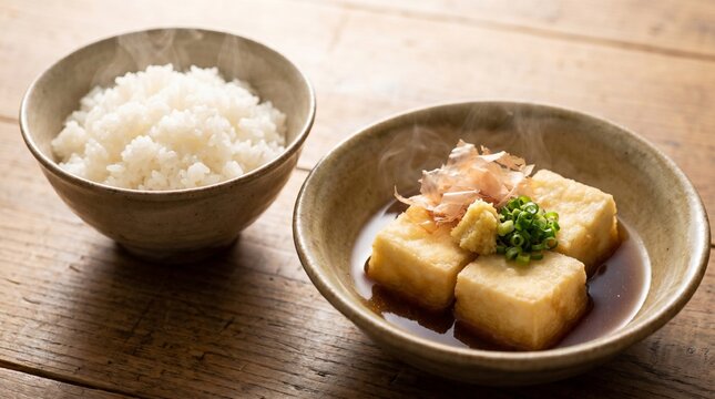 Deep-fried tofu and rice