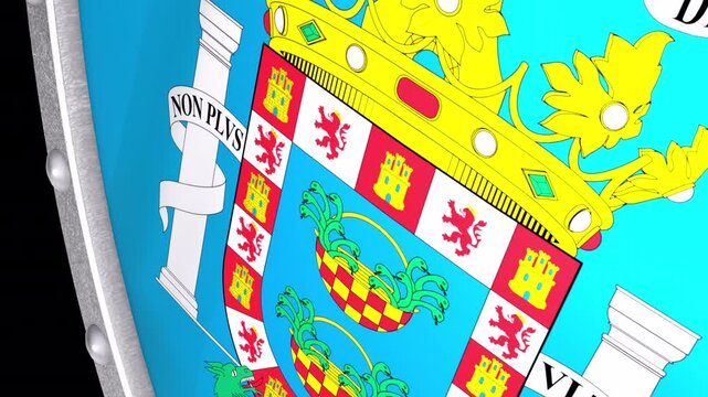 Metallic Shield Transitions with the Flag of Autonomous City Melilla of Spain