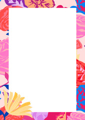 Fototapeta premium Colorful flower frame background, botanical aesthetic