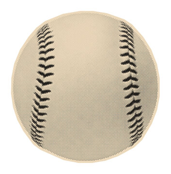 Classic baseball with its iconic stitching, rendered in a vintage halftone dot illustration with a retro pop art or comic book aesthetic