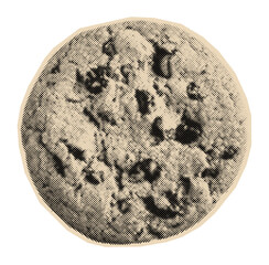 Chocolate chip cookie illustration of a classic baked dessert, rendered in a vintage halftone dot style for a retro pop art effect © Mr. Stocker