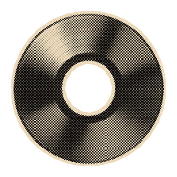 Vintage vinyl record illustration in a retro halftone pop-art style, perfect for music and audio themes