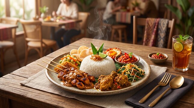 Indonesian Nasi Campur Mixed Rice