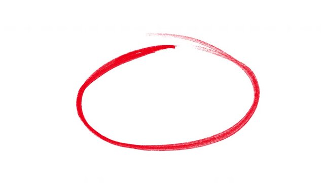 Hand-drawing marker circle animation, red circle highlight with transparent background