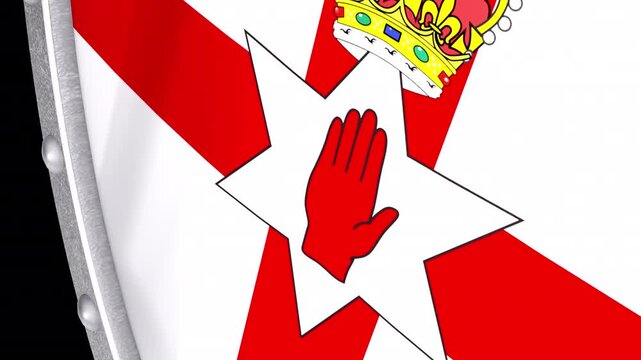 Metallic Shield Transitions with the Flag of Northern Ireland of United Kingdom