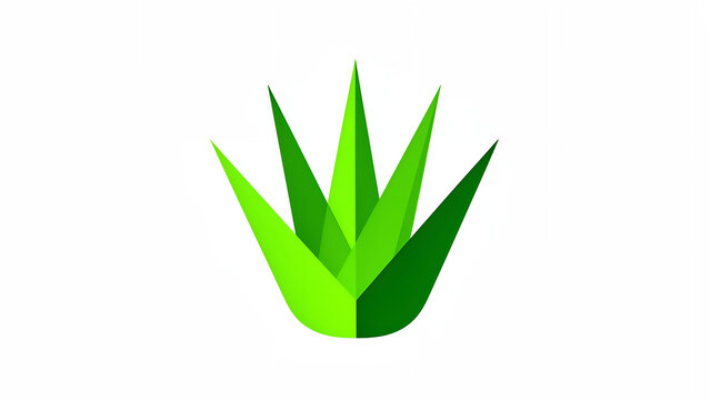 Minimalist geometric illustration of a green aloe vera plant isolated on white background.
