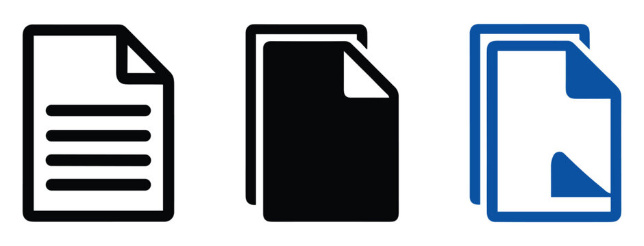 Document file icons showing paper sheets in different graphic styles with document business isolated collection management information
