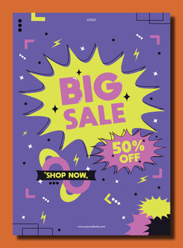 Big Sale Retail Flyer Template with Starburst Shapes