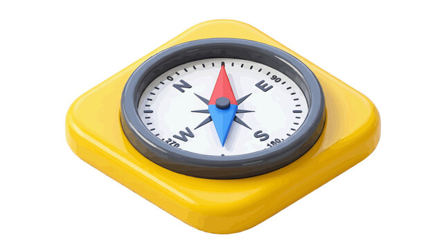 Vector illustration of 3d render of a yellow compass icon on a transparent background