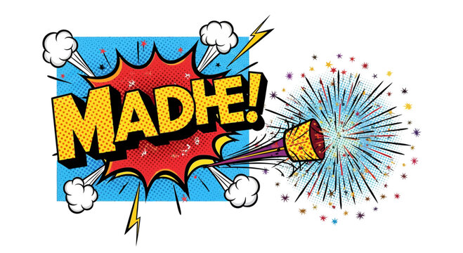 Madhe Comic Pop Art Burst with Firework Explosion