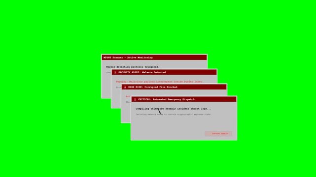 Antivirus Scanner Active Monitoring Malware Detected Critical System Crash Terminal Animation