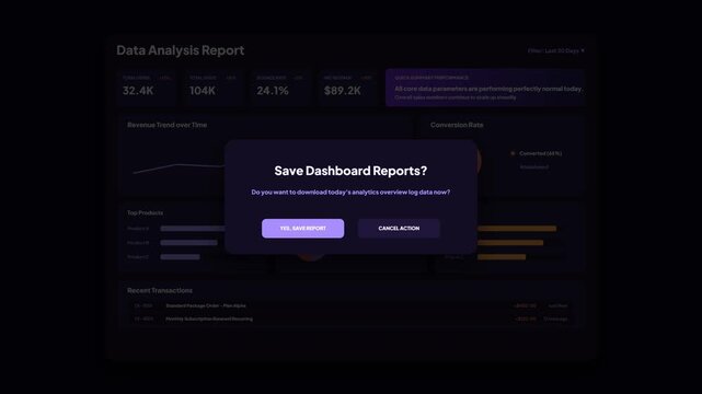 Data Analysis Report Dashboard UI Modal Popup Animation