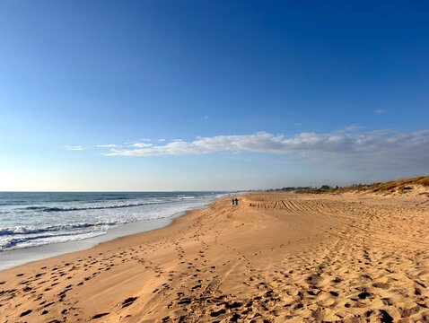 endless natural sandy beach Playa Mangueta between El Palmar de Vejer and Zahora at the Costa de la Luz, Andalusia, Spain