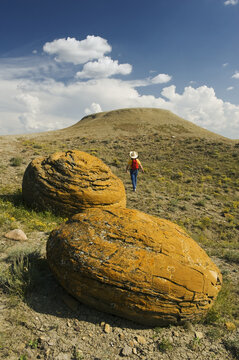 Sandstone concretions in Red Rock Coulee Natural Area, Alberta, Canada