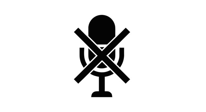 Vector illustration of muted microphone icon on a transparent background