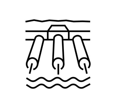 drain field septic icon editable stroke,drainage pipes	
