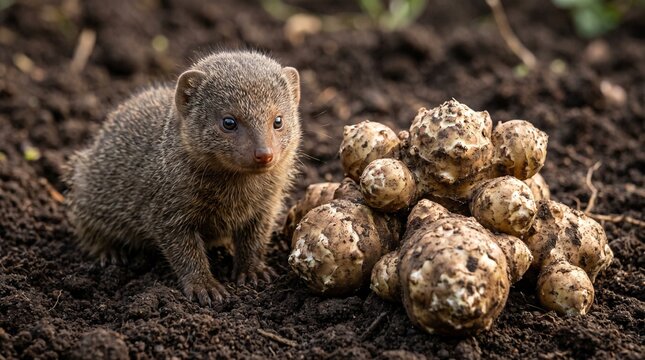 Baby mongoose with Jerusalem artichokes