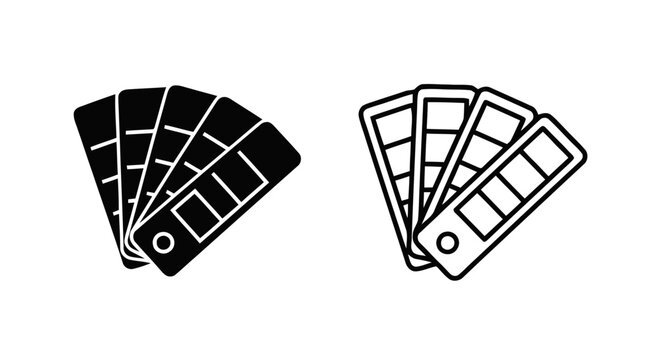 Vector illustration of color palette fan guide icon set, swatch samples for design on a transparent background