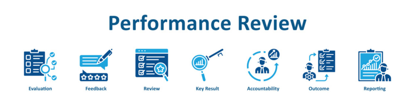 Performance Review web icon banner with glyph color style