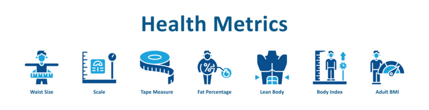 Health Metrics web icon banner with glyph color style