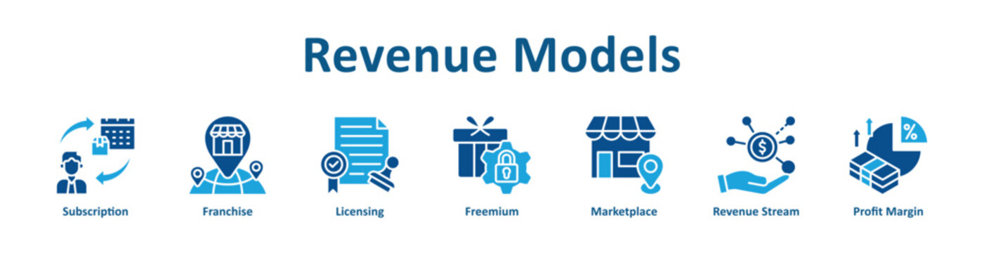 Revenue Models web icon banner with glyph color style