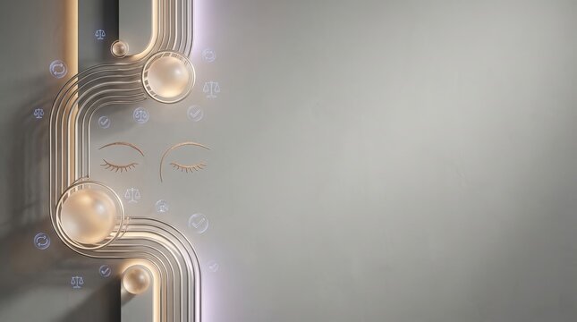 Luxury Wellness and Vagus Nerve Stabilization Concept with Gold and Platinum Inlay on Grey Plaster Background