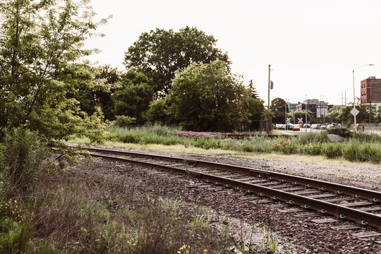 old railroad tracks outside the city