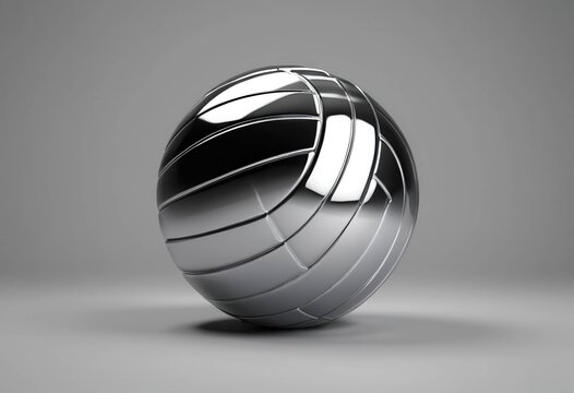 Glossy Black and White Soccer Ball on Minimalist Gray Background