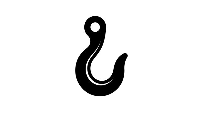 Black Lifting Hook Icon Isolated on White Background