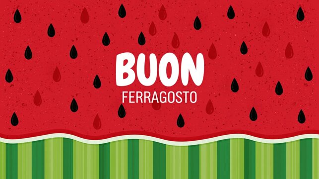 Watermelon Slice Summer Banner for Ferragosto Italian Holiday Fresh Sale Template with Copy Space