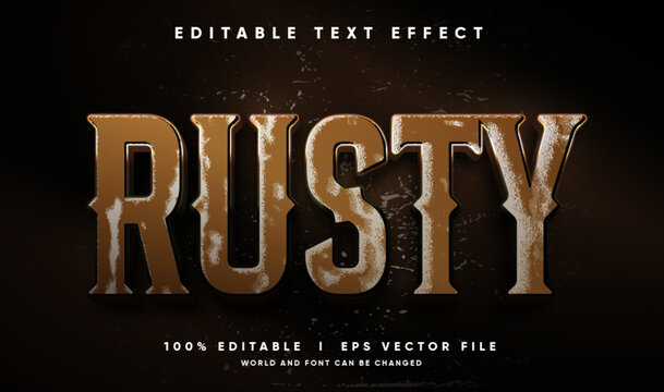 Editable Rusty 3D Vector Text Effect with Grungy Industrial Metal Style
