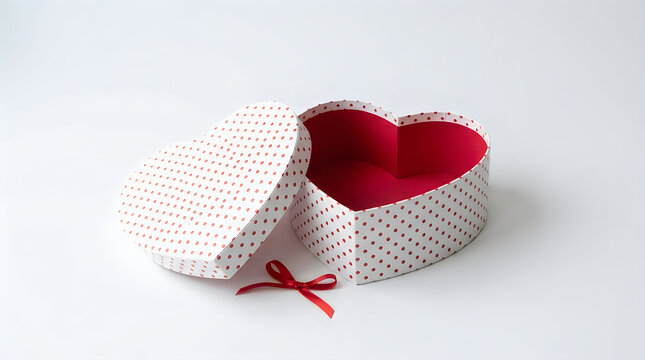 Empty heart shaped gift box with red lining valentines romantic container