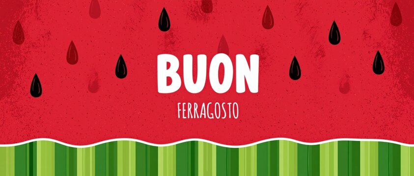 Watermelon Slice Summer Banner for Ferragosto Italian Holiday Fresh Sale Template with Copy Space