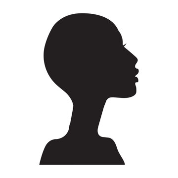 African american Woman Silhouette Profile head with Afro bald Hairstyle Vector Illustration