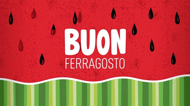 Watermelon Slice Summer Banner for Ferragosto Italian Holiday Fresh Sale Template with Copy Space