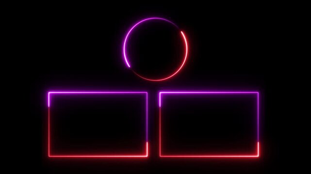 Animated Neon Rectangle Border, Glowing Frame Motion Graphic Background 4K.
