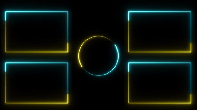 Animated Neon Rectangle Border, Glowing Frame Motion Graphic Background 4K.